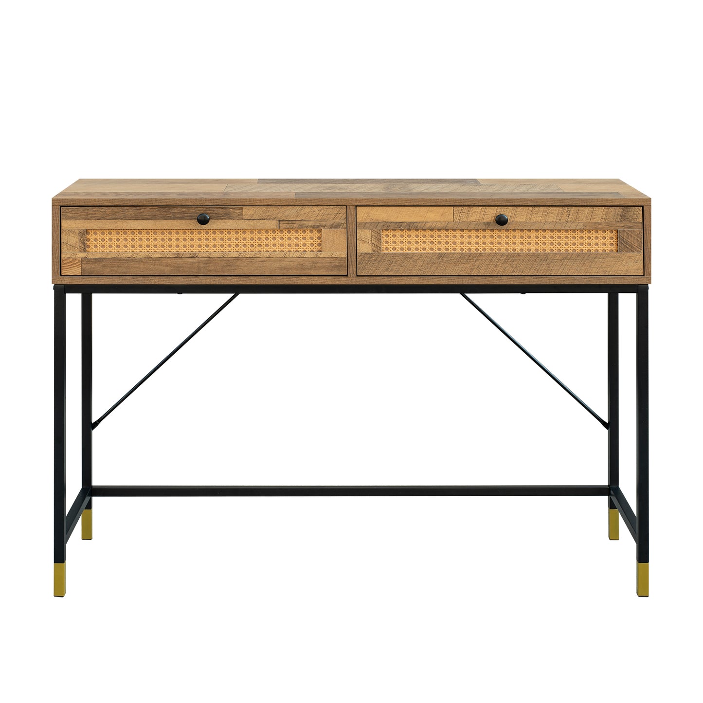 Rattan Console Table,Mix Oak