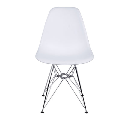 GIA Plastic  Armless Chair with Metal Legs-White