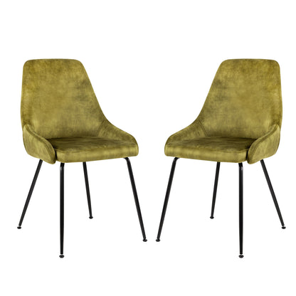 GIA Armless Retro Velvet Fabric Dining Chairs, Green Velvet