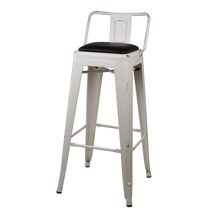 GIA 30 Inch Lowback White Stool with Black PU Seat
