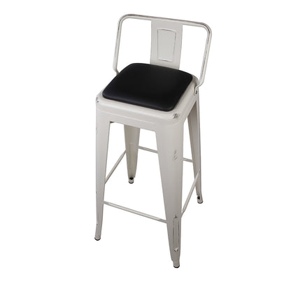GIA 30 Inch Lowback White Stool with Black PU Seat