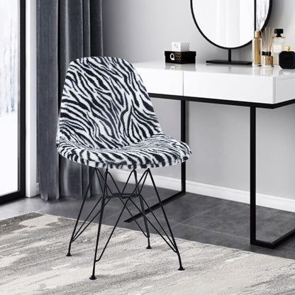 GIA Zebra Fur Side Chair With Metal Leg