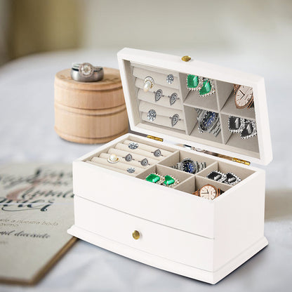Wooden Jewelry Storage Box with Drawers for Rings Earrings Bracelets