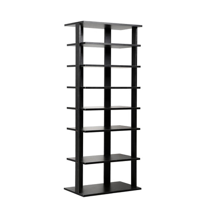 Double Rows 8-Tiers Tall Vertical Shoe Rack Shelf for 14 Pairs, Black