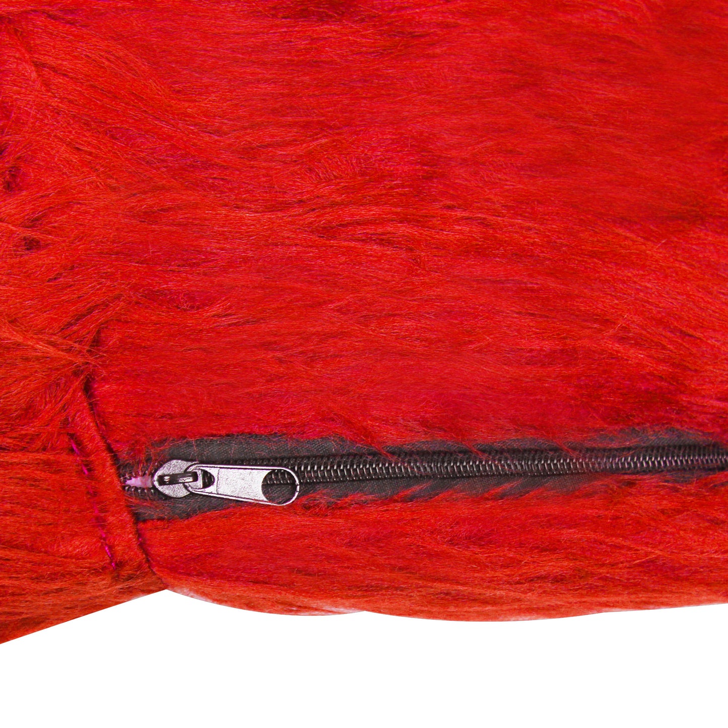 GIA Red Fur Side Chair With Black Metal Leg
