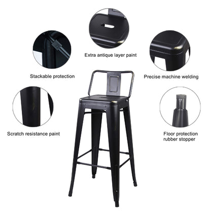 GIA 30 Inch Lowback Black Metal Stool