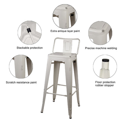 GIA 30 Inch Lowback White Metal Stool