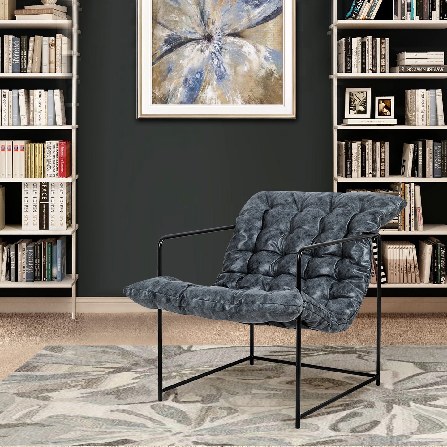 Gray Upholstered Armchair,Set of 1