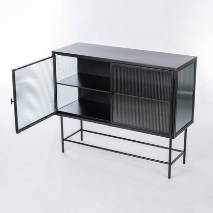 Black Minimalist Glass Sideboard