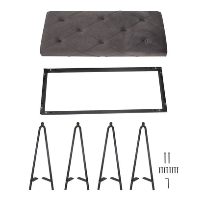 Velvet Bed Bench - Gray