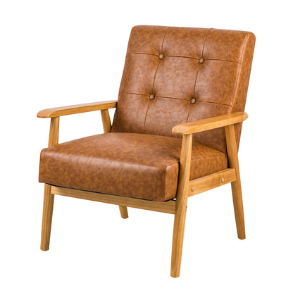 Brown PU Leather Armchair