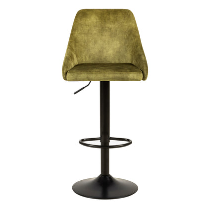 GIA Velvet Fabric Kitchen 360 Swivel Bar Stool Chairs, Green Velvet