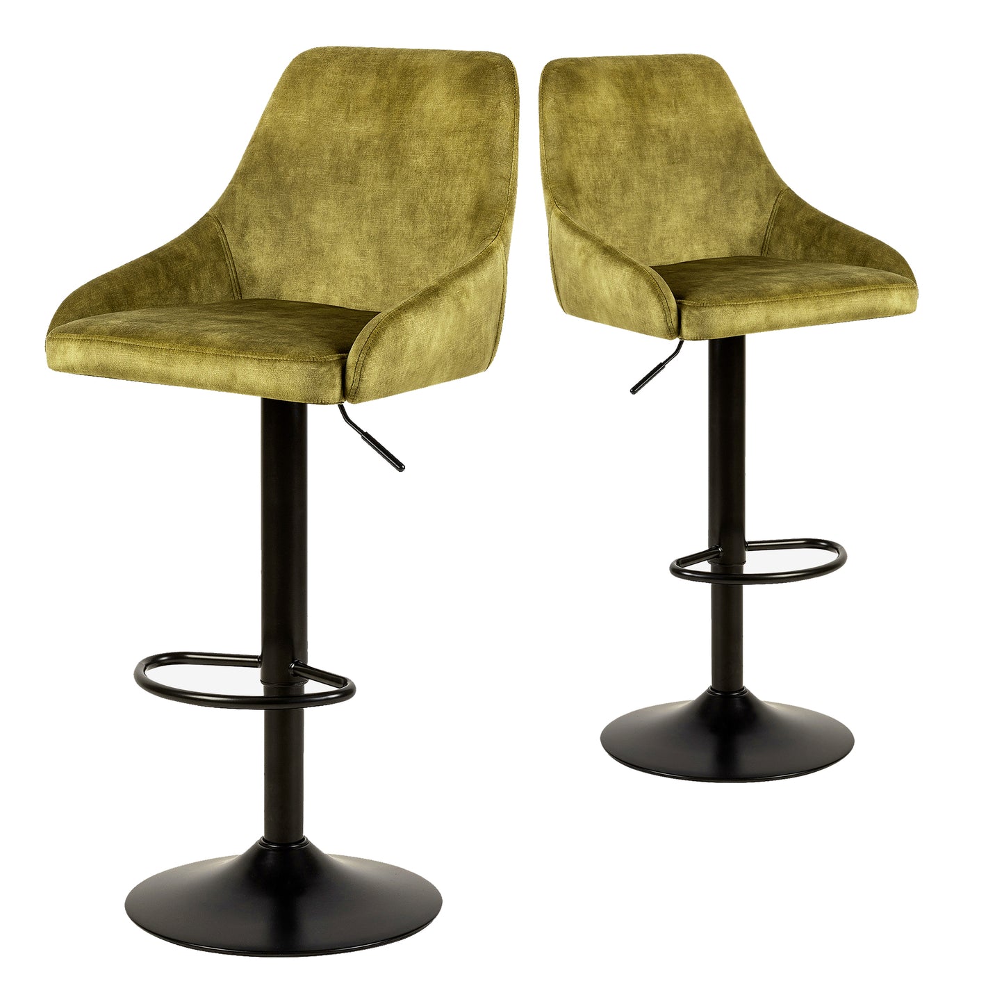 GIA Velvet Fabric Kitchen 360 Swivel Bar Stool Chairs, Green Velvet