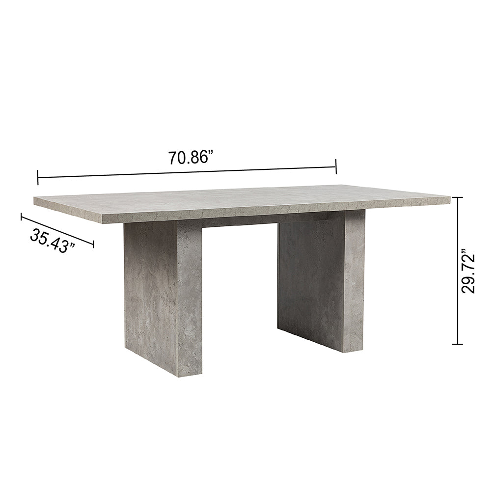 GIA 70 Inch Rectangular Farmhouse Wood Dining Table, Cemented