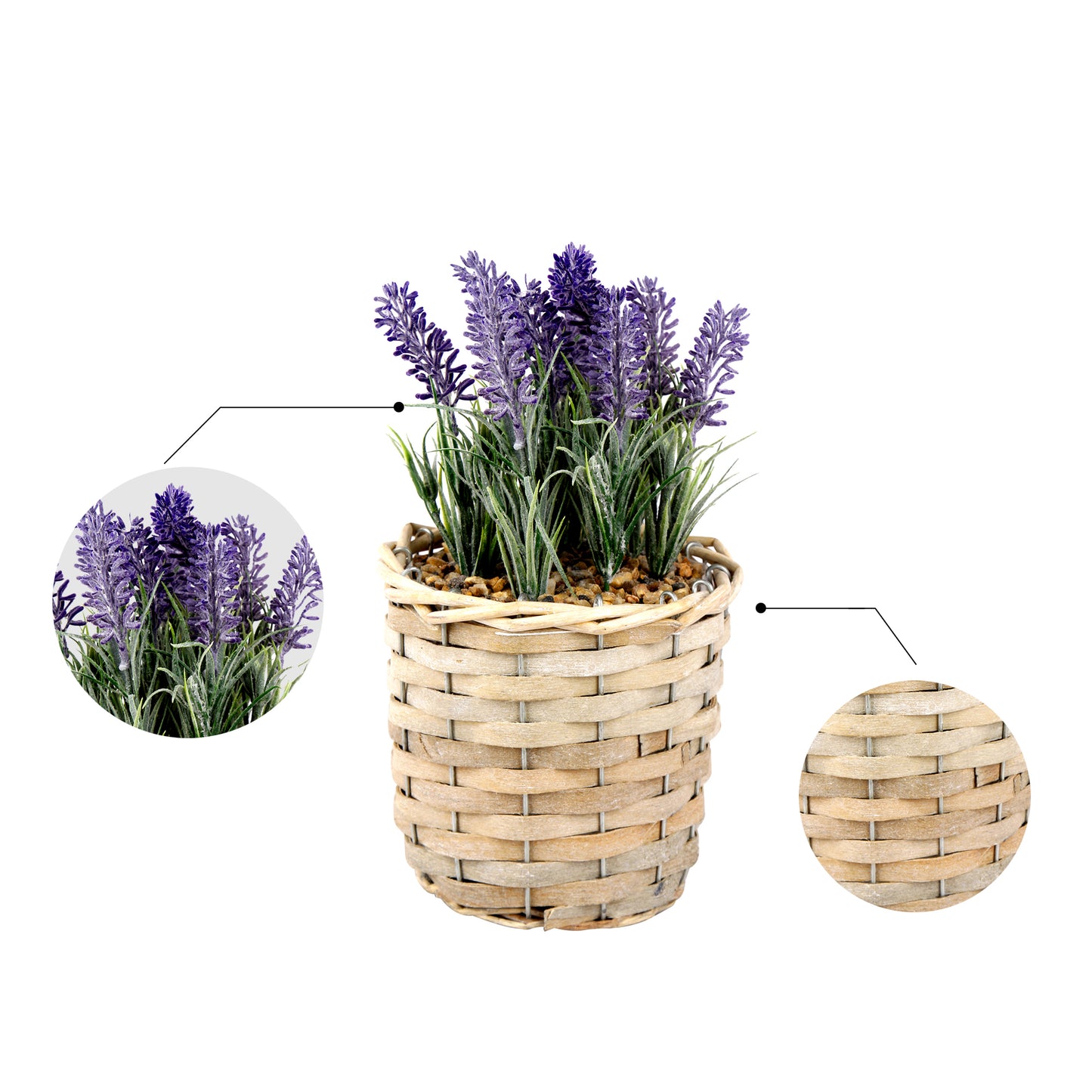GIA Artificial Lavender in Wicker Basket, Set of 2