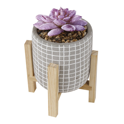 GIA Artificial Fake Plant in Gray Cement Pot-Purple, Set of 2