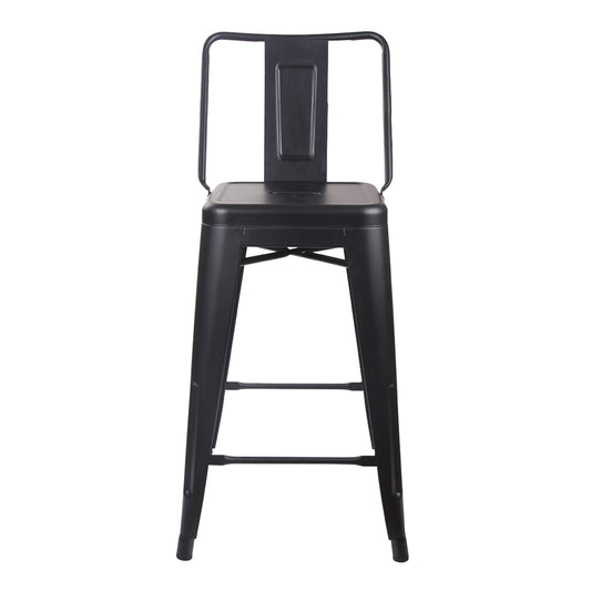 GIA 30 Inches High Back Black Metal Stool