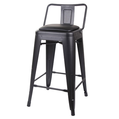 GIA 24 Inch Lowback Black Stool with Black PU Seat