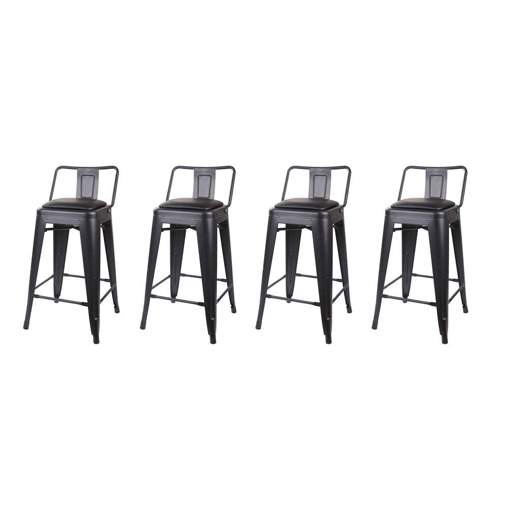 GIA 24 Inch Lowback Black Stool with Black PU Seat