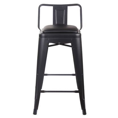 GIA 24 Inch Lowback Black Stool with Black PU Seat