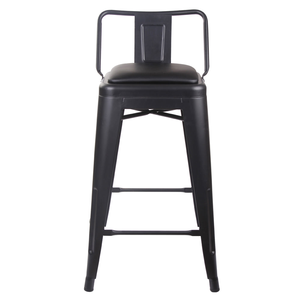 GIA 24 Inch Lowback Black Stool with Black PU Seat