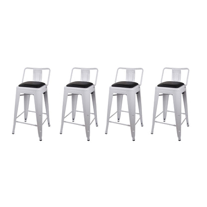 GIA 24 Inch Lowback White Stool with Black PU Seat