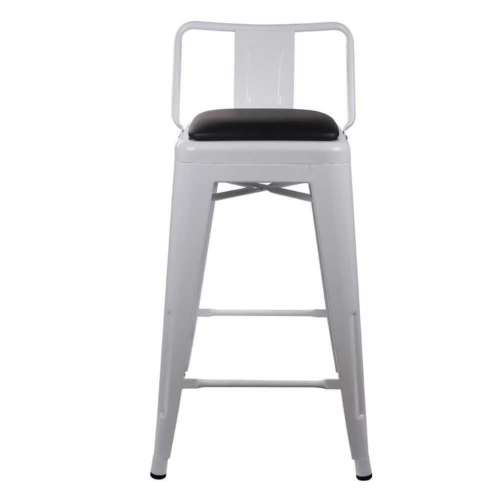 GIA 24 Inch Lowback White Stool with Black PU Seat