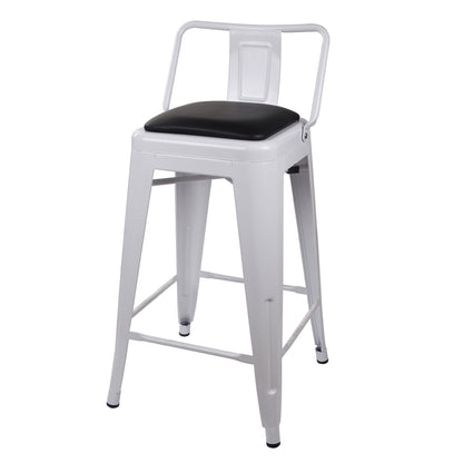 GIA 24 Inch Lowback White Stool with Black PU Seat