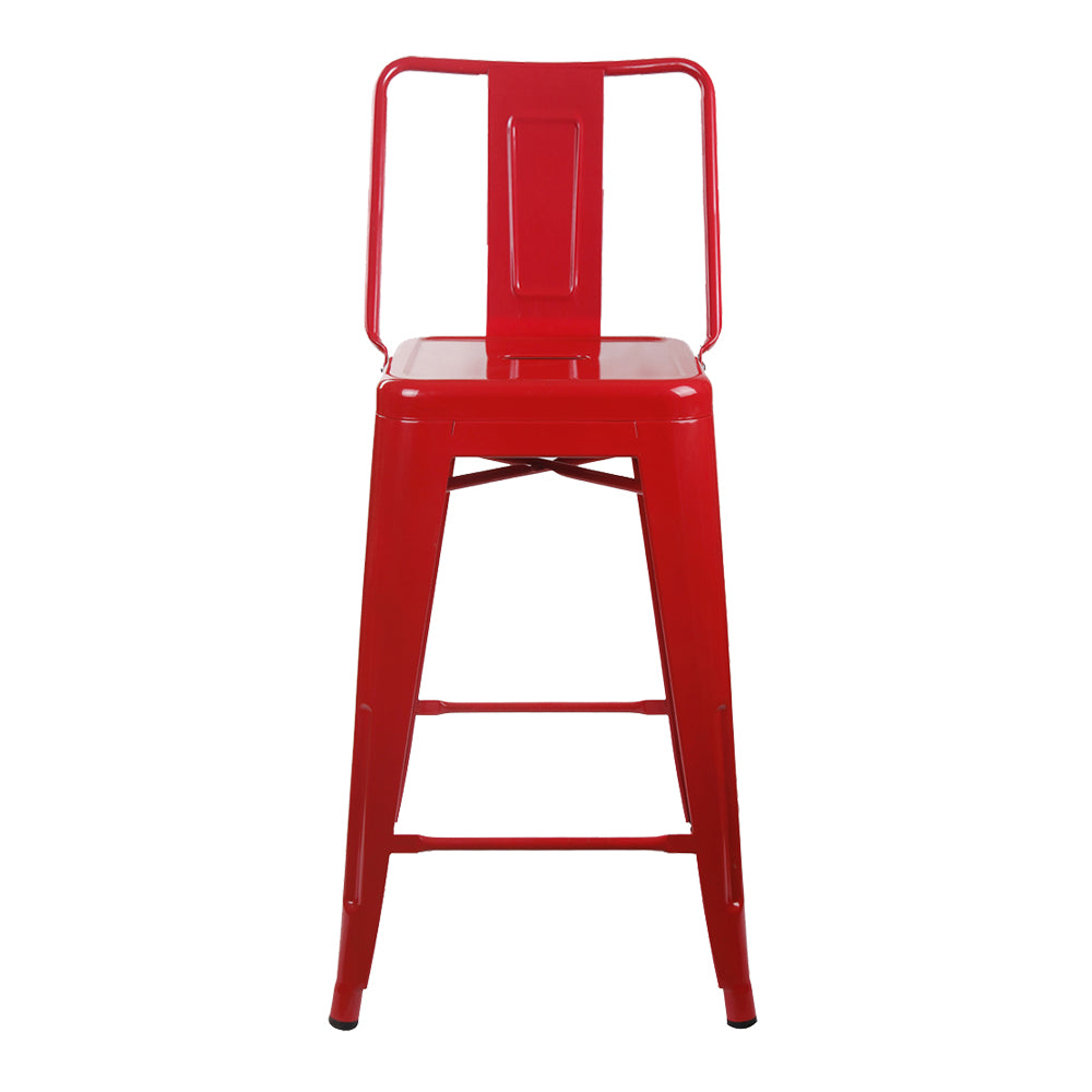 GIA 24 Inches High Back Red Metal Stool