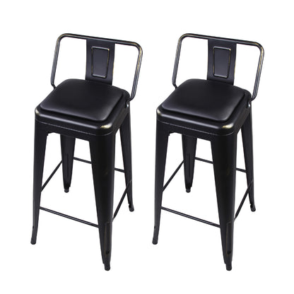 GIA 30 Inch Lowback Black Stool with Black PU Seat
