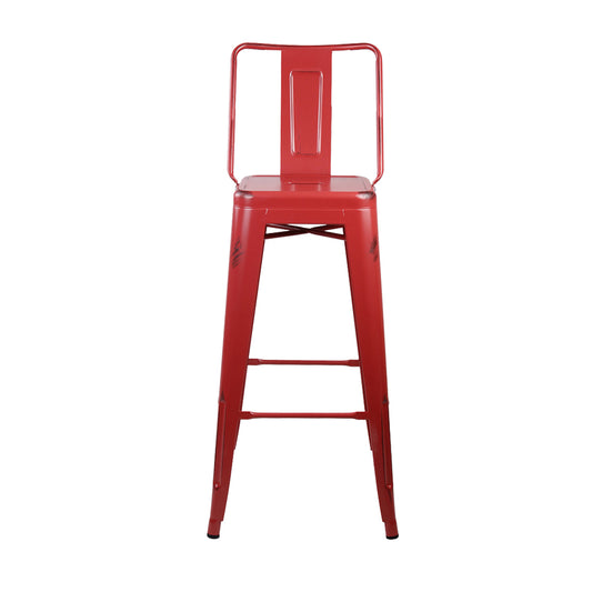 GIA 30 Inches High Back Salmon Red Metal Stool