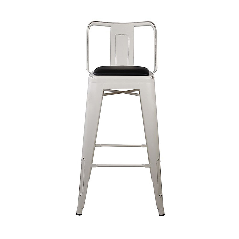 GIA 30 Inches High Back White Metal Stool with Black PU Seat