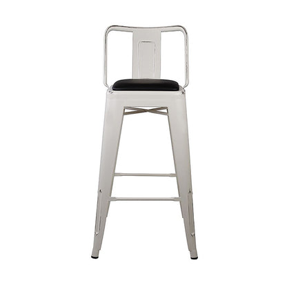 GIA 30 Inches High Back White Metal Stool with Black PU Seat