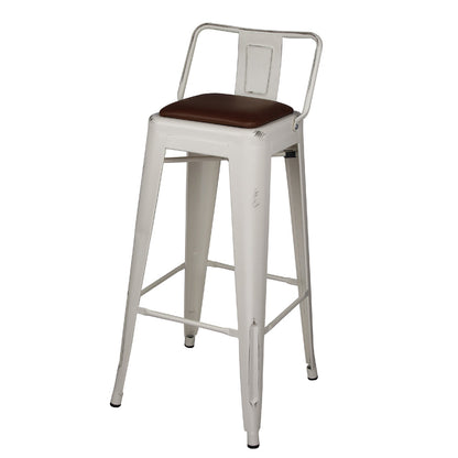 GIA 30 Inch Lowback White Stool with Brown PU Seat