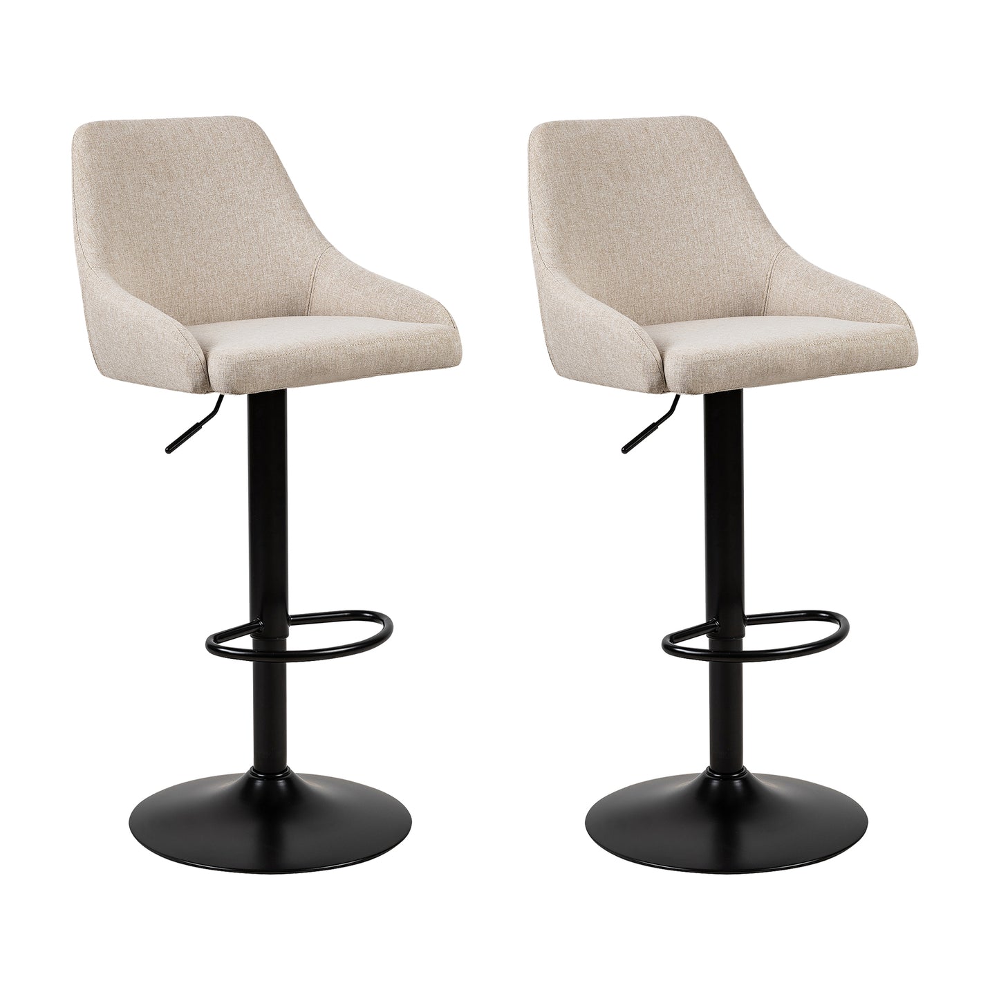 GIA Fabric Kitchen 360 Swivel Bar Stool Chairs with Black Metal Base,Beige