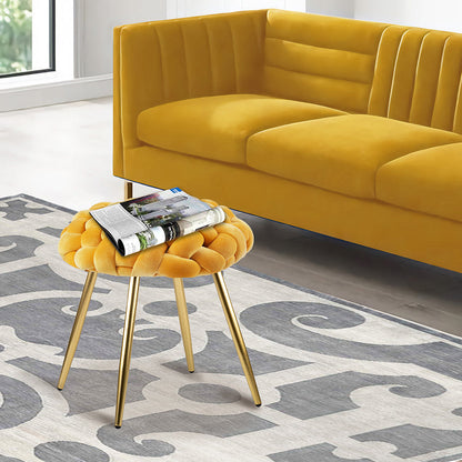GIA Comfy Round Cushioned Stool-YELLOW
