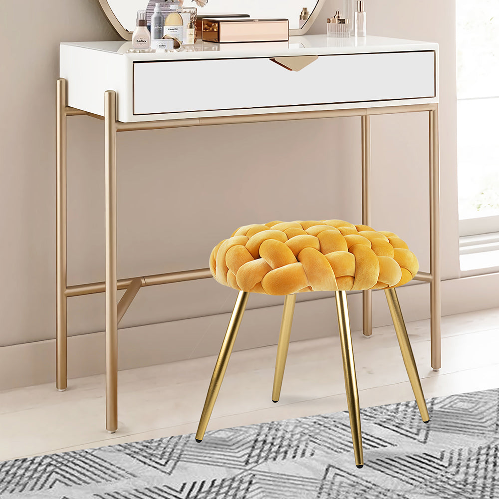 GIA Comfy Round Cushioned Stool-YELLOW