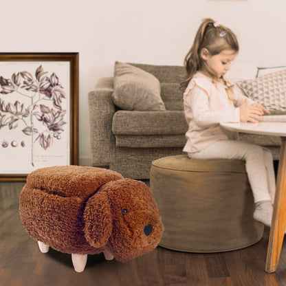 GIA Brown Teddy Kids Animal Ottoman with Storage