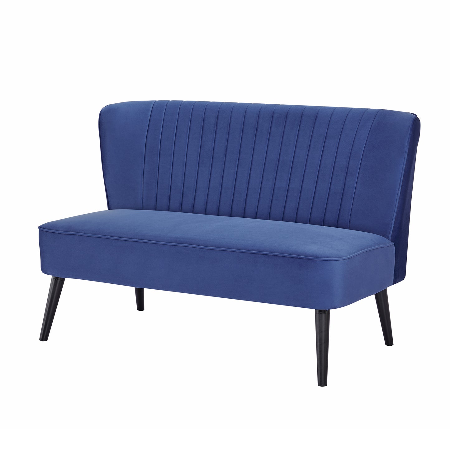 Armless Velvet Loveseat Sofa Couch-Blue
