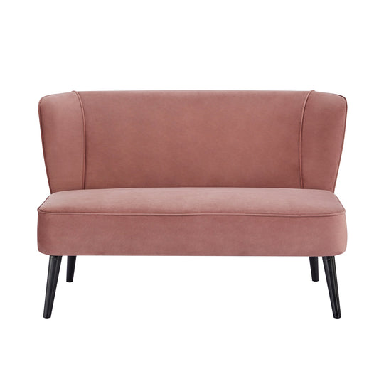 Fabric Armless Loveseat with Sleek Back-Pink