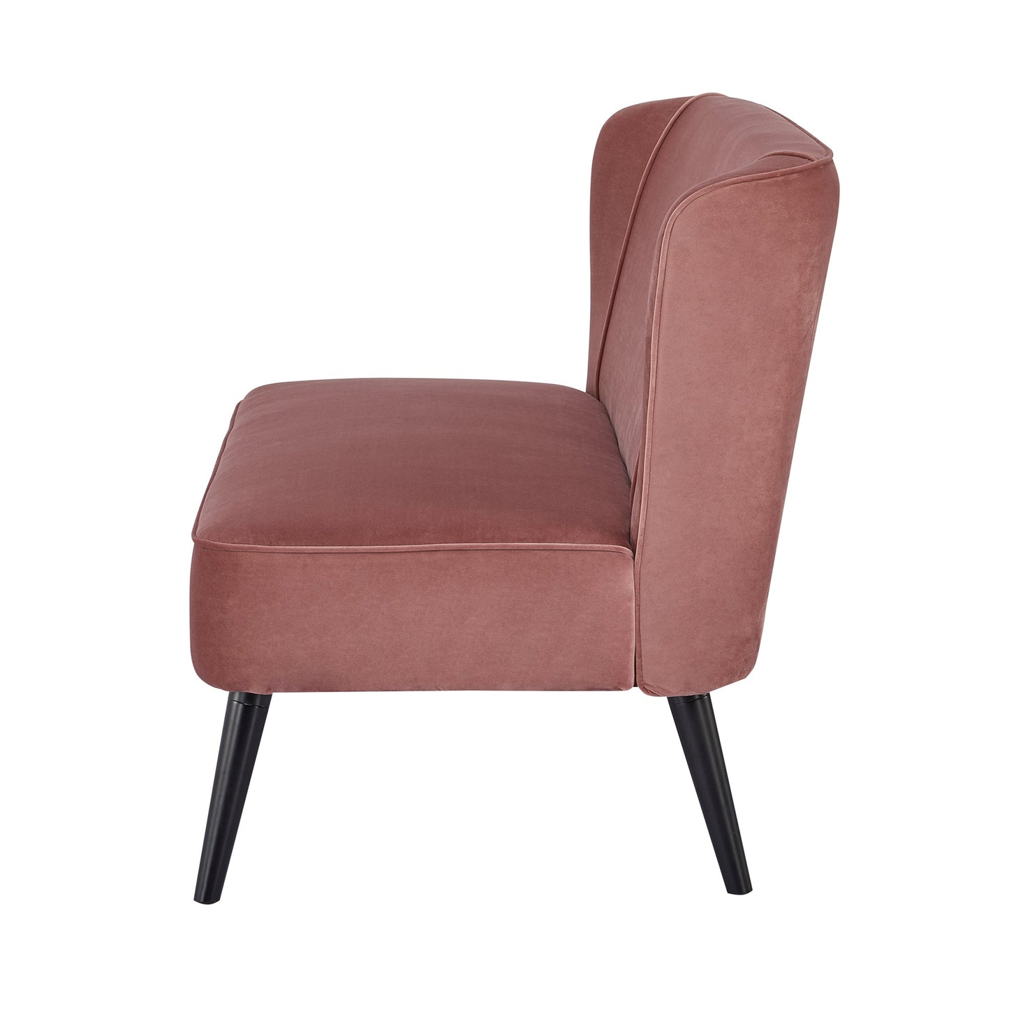 Fabric Armless Loveseat with Sleek Back-Pink
