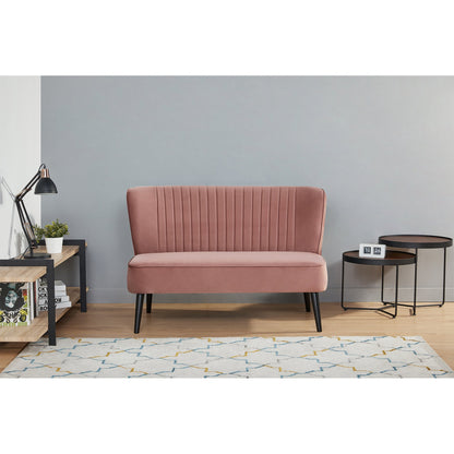 Armless Velvet Loveseat Sofa Couch-Pink