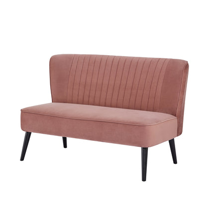 Armless Velvet Loveseat Sofa Couch-Pink