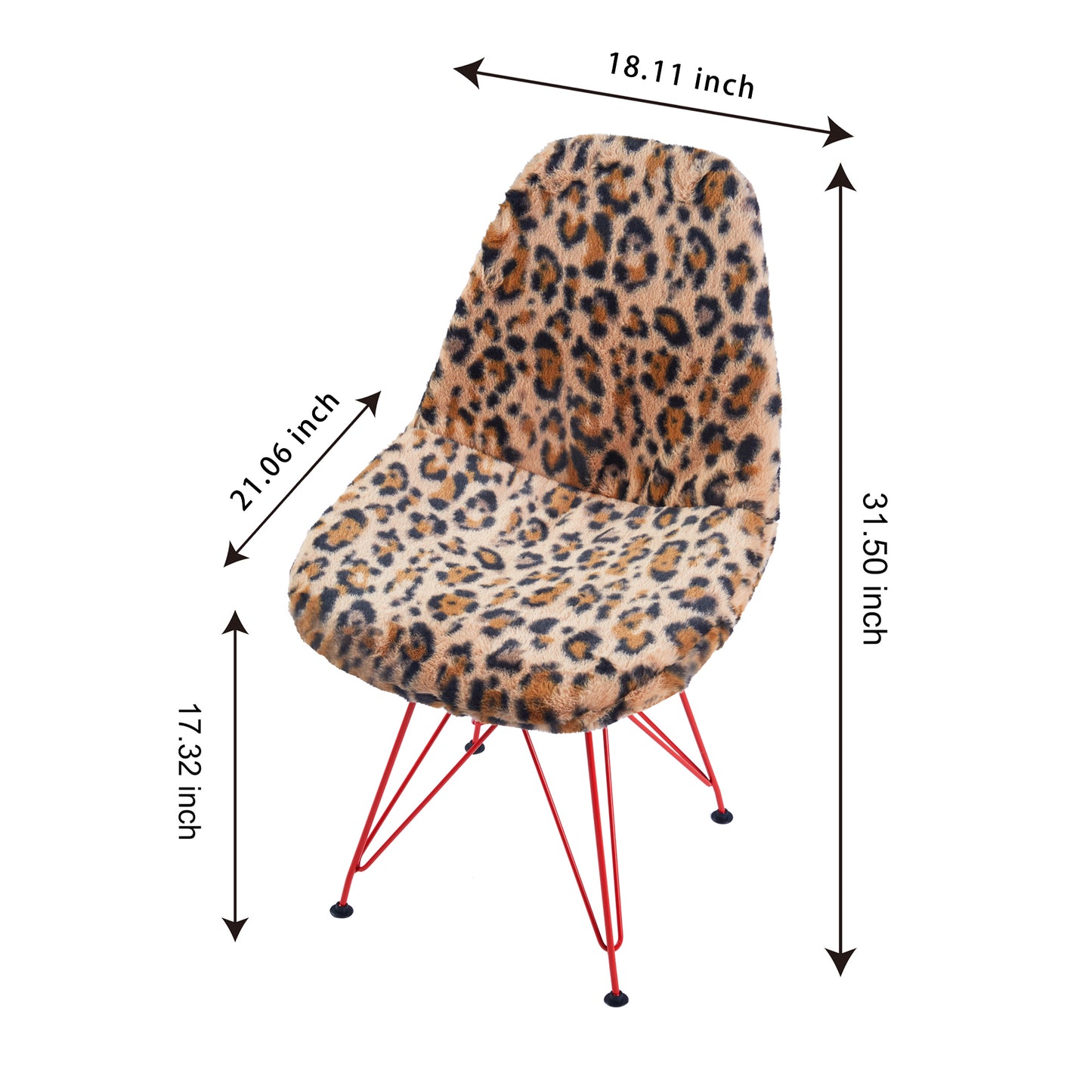 Leopard Fur Side Chair With Metal Leg