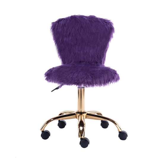 GIA Height Adjustable Swivel Vanity Chair with Faux Fur, Purple